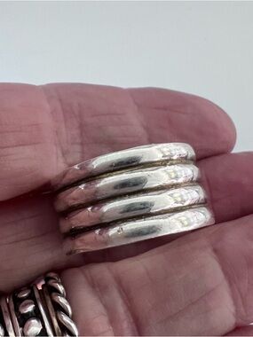 Sterling silver mens vintage 4 band ring size 11 1/4 Stacked Ring